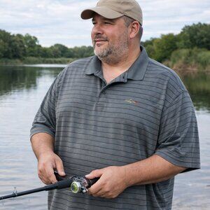 Greg Norman Collection Black And Striped Polo Shirt, Size XXL